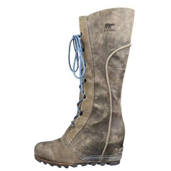 Sorel Women’s Cate The Great Brown Suede Wedge Riding Boot Size US 9 - Picture 3 of 11